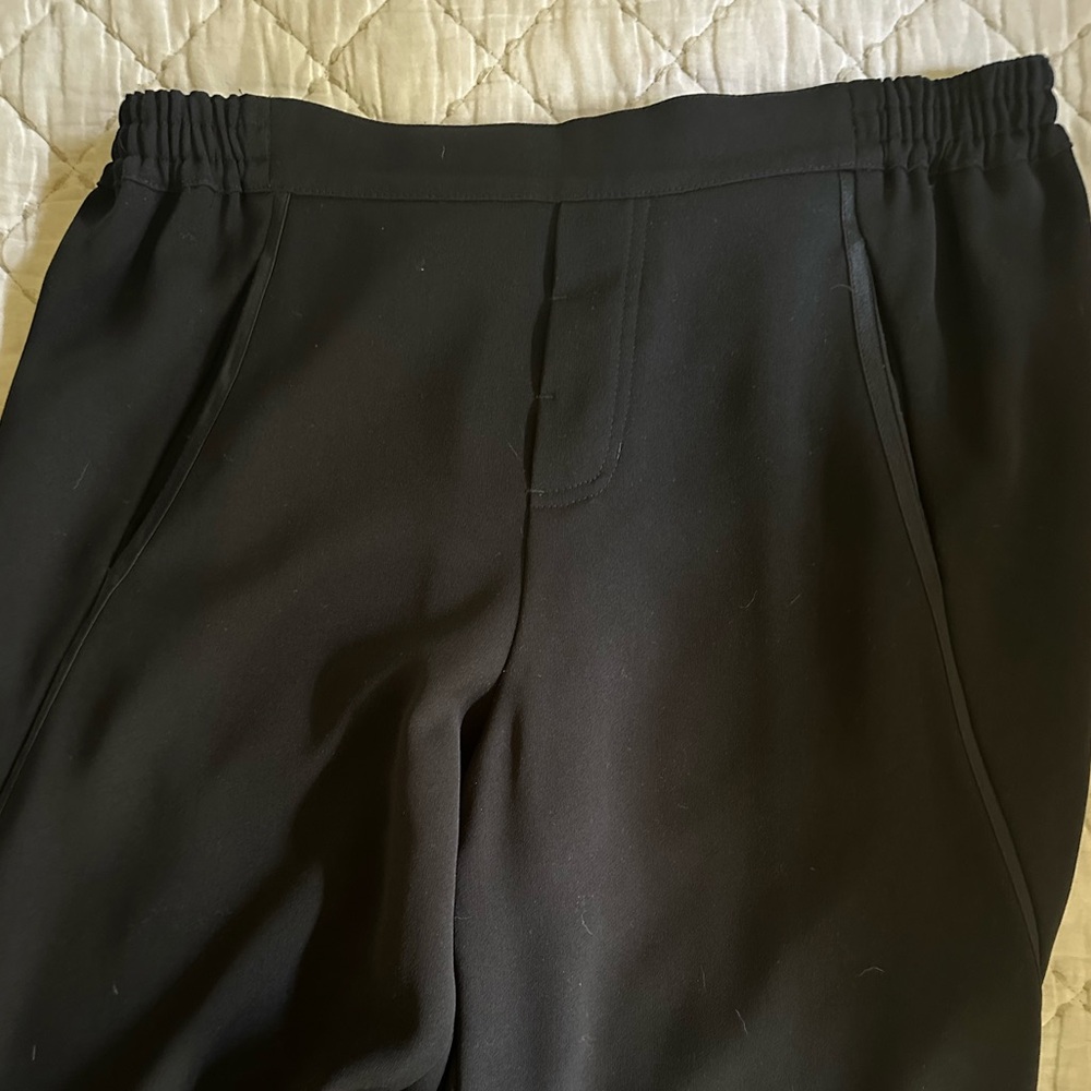 Vince jogger pants - S - elastic waist and ankles, satin piping detail, black